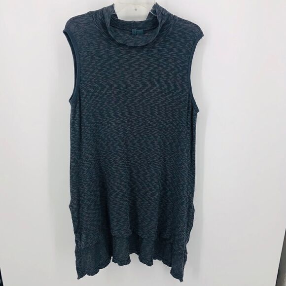 Left of Center Sz M Gray Sleeveless Slouchy Lagenlook Relaxed Fit Collar Top - Picture 5 of 10